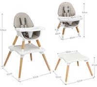 Chaise haute réglable 4 en 1 pour bébé avec harnais de sécurité