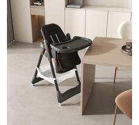 Chaise haute réglable pour bébé (0-6 ans) avec ceinture de sécurité et roulettes, facile à nettoyer, noire