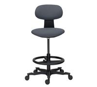 Chaise haute SIELLO tissu - dossier bas - sans accoudoirs - mécanisme haut/bas - pieds noir - gris foncé