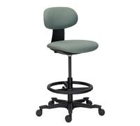 Chaise haute SIELLO tissu - dossier bas - sans accoudoirs - mécanisme haut/bas - pieds noir - vert foncé