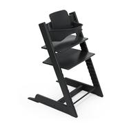Chaise haute Stokke Tripp Trapp, Black - Comprend la chaise + le Baby Set 2 pour les enfants de 6 à 36 mois - Ajustable, ergonomique et facile à nettoyer