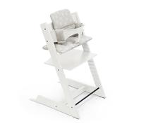 Chaise haute Stokke Tripp Trapp (Blanc) avec coussin OCS (Star Silver) - Inclut chaise Tripp Trapp, Baby Set 2 (6-36 mois) coussin - Réglable, ergonomique et facile à nettoyer