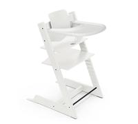 Chaise haute Stokke Tripp Trapp (White) avec le plateau Stokke (White) - Comprend la chaise + le Baby Set 2 pour les enfants de 6 à 36 mois - Ajustable, ergonomique et facile à nettoyer