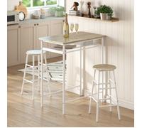 Chaise haute Tectake en bois style scandinave avec accoudoirs et repose-pieds, blanc