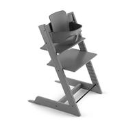 Chaise haute Tripp Trapp Stokke avec Baby Set, Gris tempête - Chaise évolutive et réglable, adaptable de la naissance à l’âge adulte - Pratique, confortable et ergonomique - Design classique
