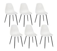 HOME DECO FACTORY Lot de 6 chaises Gustav - Chaises blanches avec hauteur d'assise de 45 cm, L 53 cm x l 44 cm x H 87 cm