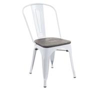 Chaise HWC-A73 in ssise en bois, chaise de bistrot empilable, métal design industriel empilable ~ blanc