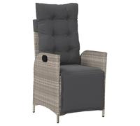 Chaise inclinable de jardin avec repose-pied gris clair rotin