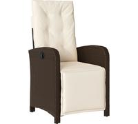Chaise inclinable de jardin repose-pied marron résine tressée