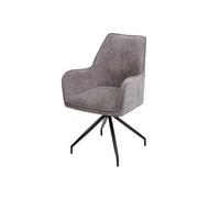 Chaise de salle à manger HWC-K15, chaise de cuisine rembourrée chaise avec accoudoirs gris foncé