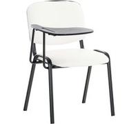 CLP Chaise Visiteur Ken Similicuir et Tablette Rabattable I Chaise Salle de Conférence Stable Confortable Dossier et Assise Rembourrés I Couleur, Couleur: Blanc