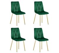 Chaise LIBRA - velours vert foncé / pieds dorés x 4