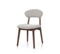 Chaise LINA en bois d'hévéa et tissu chiné, assise rembourrée (Walnut+130) | Bois d'hévéa, assise et dossier rembourrés en mousse, tissu chiné texturé, design élégant et confortable