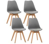 CLP Lot de 4 chaises de Salle ŕ Manger Linares Plastique I Tissu I Velours I Aspect Cuir I Fauteuil avec Structure en Bois, Couleur:Gris, Matériel:Plastique
