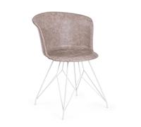 Chaise Loft Blanc Pu Beige Vintage