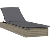 Chaise longue 1 pc avec coussin gris 201x55x62cm résine tressée