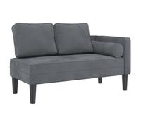 Chaise longue(1 PLACE) - Charge max.:110 kg - Méridienne - Velours - Gris foncé - Avec coussins - 116,5x62x57,5 cm &71szi59l