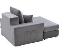 Chaise longue, 1115 mm Chaise longue modulaire sans structure, d'intérieur, chaise de lecture surdimensionnée en velours côtelé avec coussins et accoudoirs, canapé-lit profond pour salon, chambre à co