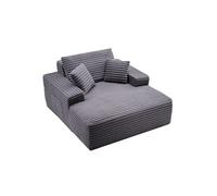 VEVOR Chaise longue 1240 mm de large canapé-lit profond rembourré avec coussins et accoudoirs gris