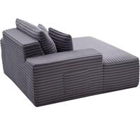 Chaise longue, 1380 mm Chaise longue sans dossier pour intérieur, fauteuil de lecture moderne rembourré surdimensionné avec coussins et accoudoirs, canapé-lit profond pour salon, chambre à coucher, gr
