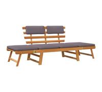 Chaise Longue 190 Cm Avec Coussin 2-En-1 Bois Solide D'acacia Helloshop26 02_0011866 Multicolore