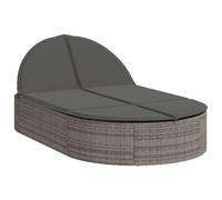 Chaise Longue 2 Personnes Poly rotin Gris Avec Oreillers Et Dossier | rotin PE, cadre en acier enduit de poudre, housses de coussin amovibles, dossier à 3 positions, meuble extérieur