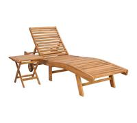 Chaise longue 2 pièces en teck massif marron réglable pour jardin | Bois de teck massif, marron, empilable, dossier réglable, imperméable, résistant aux UV, idéal pour terrasse et piscine