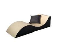 Chaise longue 3 en 1 multi-usage beige-gris
