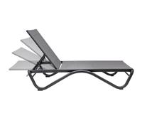 Chaise longue 4iQ SOLARIA en gris, chaise longue haut de gamme avec dossier réglable, chaise longue d'extérieur pour jardin, terrasse et balcon 192 x 64 x 33 cm