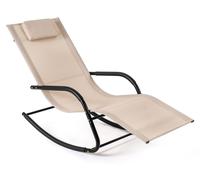 Chaise longue à bascule COSTWAY avec appui-tête, chaise longue pouvant supporter jusqu'à 160 kg, chaise longue résistante aux intempéries, chaise longue ergonomique à bascule, chaise longue de jardin,
