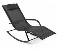 Chaise longue à bascule COSTWAY avec appui-tête, chaise longue pouvant supporter jusqu'à 160 kg, chaise longue résistante aux intempéries, chaise longue ergonomique à bascule, chaise longue de jardin,