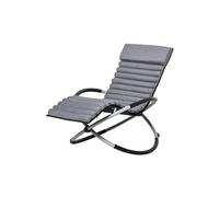 Outsunny Chaise Longue à Bascule Pliable Rocking Chair Design Contemporain avec Matelas revêtement Aspect Daim métal textilène Gris Noir