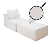 Chaise longue/accessoires pour canapé HWC-O54, fauteuil ottomane récamier, tissu/textile (300 g/m²) 63 x 75 x 194 cm crème