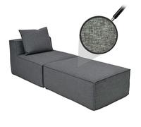 Chaise longue/accessoires pour canapé HWC-O54, fauteuil ottomane récamière, tissu/textile (300 g/m²) 63 x 75 x 194 cm gris foncé