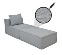 Chaise longue/accessoires pour canapé HWC-O54, fauteuil ottomane récamière, tissu/textile (300 g/m²) 63 x 75 x 194 cm gris clair