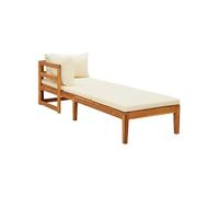 Chaise longue avec 1 accoudoir Blanc crème Bois d acacia solide