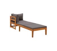 Chaise longue avec 1 accoudoir Gris foncé Bois d acacia solide