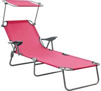 Chaise longue avec auvent acier rose