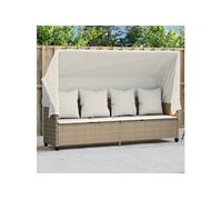 vidaXL Chaise longue avec toit et coussins Beige Poly Rattan