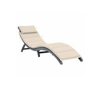 vidaXL Chaise longue avec support Bois massif Acacia Gris