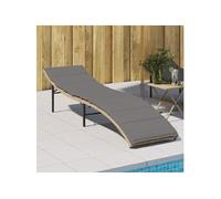 vidaXL Bain de soleil avec coussins beige 55x199x50 cm Poly rotin