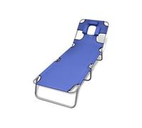 Chaise longue avec coussin de tête Acier enduit de poudre Bleu