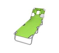 Chaise longue avec coussin de tête acier enduit de poudre vert