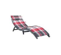 vidaXL Chaise longue avec support Gris Bois massif Acacia
