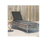 vidaXL Chaise longue avec support gris clair Poly rotin