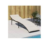 vidaXL Bain de soleil avec coussin noir 55x199x50 cm Poly rotin