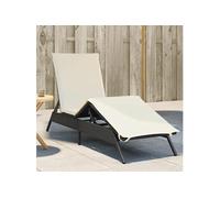 vidaXL Chaise longue avec support Noir Poly-Rattan