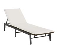Chaise longue avec coussin, polyrotin marron, acier, 200 x 59 cm | Dossier 3 positions, coussin déhoussable, 3 repose-pieds réglables, résistant aux UV et à l'eau, assemblage requis