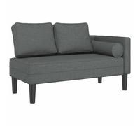 Chaise longue avec coussins gris foncé, tissu polyester, 116,5 cm | Fauteuil long rembourré, structure en bois, mousse résistante, coussins inclus, design moderne, relaxation salon