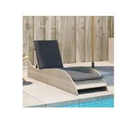 vidaXL Chaise longue avec support gris clair 60x205x73 cm Poly rotin